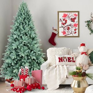 Albero di Natale Artificiale Abete Blu Non Illuminato 2,4m, 2848 Rami, Struttura a Cerniera, Base in Metallo per Forniture Promozionali per Feste - Product Image 6