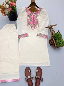 Beautiful Pure Khadi Cottan With Embroidery Work with fency Lace Border 2pc <b>TOP</b>-PANT Set - Product Image 4