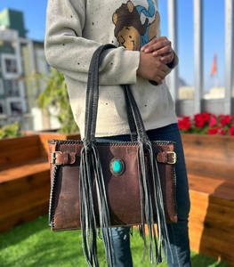 New Real Handmade Genuine Cowhide <b>Leather</b> Fringe Tote Bags Hot Selling Shoulder Bags Stylish Luxury <b>Shopping</b> Bag for Women's Use - Product Image 4