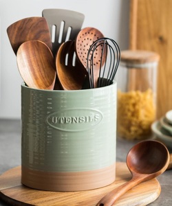 Juego de Portautensilios de Cerámica Premium, Diseño de Doble Tamaño, Acabado Mate, Base Gruesa, Resistente al Calor, Organizador de Almacenamiento para la Encimera de la Cocina - Product Image 2