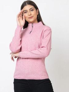 เสื้อไหมพรมคอสูงแบบซิปครึ่งตัวสำหรับผู้หญิง แฟชั่นใส่ได้ทุกวัน ป้องกันความหนาวเย็น จากซัพพลายเออร์อินเดีย ราคาขายส่ง - Product Image 3