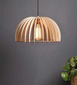 Wholesale wooden pendant <b>light</b> custom timber slats hanging lamp manufacturer offers bulk nordic wood dome <b>ceiling</b> fixtures OEM - Product Image 6