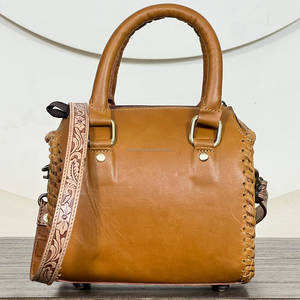 Western Style Floral TooledGenuine Leather Matching 3 Piece <b>Luggage</b> <b>Set</b> Vintage <b>Travel</b> Duffel Crossbody Shoulder Bag For Women's - Product Image 5