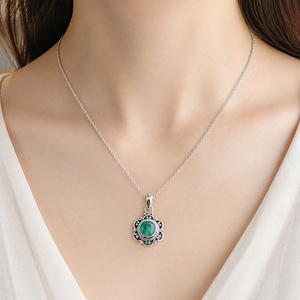 Vintage Natural Green <b>Emerald</b> Flower <b>Pendant</b> Necklace 925 Sterling Silver Rose Gold Yellow Gold Plated Handmade Gemstone Jewelry - Product Image 2