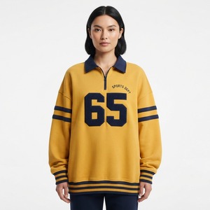 <b>Women's</b> Purple Fleece Sweatshirt Turn-down Collar Full Sleeve Letter Print 48 Embroidered Autumn Wear Preppy Style - Product Image 4
