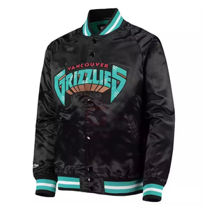 Blouson bomber en satin de qualité supérieure pour homme, style universitaire, streetwear, mode vintage, broderie chenille, patchs. - Product Image 3