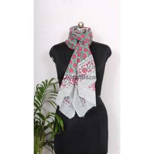 100 Percent Cotton Handmade Floral Block Print Sarong Pareo Bikini Cover Up Beach <b>Wrap</b> Scarf <b>Women</b> Fashion - Product Image 3