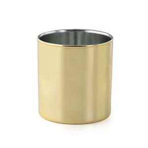 Venta al por mayor de fábrica: Tarro de metal redondo dorado personalizado para velas de aromaterapia, tarro de acero inoxidable - Product Image 2