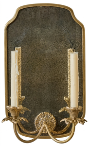 Vintage Antique Brass <b>Wall</b> <b>Sconce</b> Mirror Handcrafted Metal <b>Wall</b> Decor with Dual Flower Candle Holders Luxury Interior Accent - Product Image 5