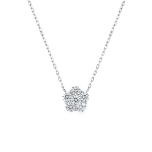 จี้เพชรทรงกลมแบบเรียงกลุ่ม ดีไซน์ดอกไม้ สร้อยคอทองคำแท้ 10K 14K 18K รับรองโดย IGI เครื่องประดับเจ้าสาวสุดหรู - Product Image 4