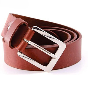 Cinturón de Cuero Genuino para Hombre, Color Marrón Sólido, Hebilla de Pin, Estilo Casual, Cuero Vacuno Duradero, Hebilla Rectangular Plateada - Product Image 4
