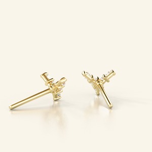 Elegantes Pendientes de Diamantes Cultivados en Laboratorio en Forma de V de Oro de 14K, Joyería Fina Minimalista, Delicado Regalo de Aniversario de Bodas para Mujer - Product Image 4