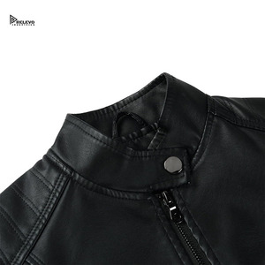 Relevo Industries Women's Leather Motorcycle <b>Jacket</b> Stand Collar <b>Zipper</b> Closure Slim Fit Moto Biker Style Outerwear Man <b>Jacket</b> - Product Image 5