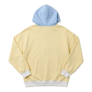 Low MOQ Color Block Varsity Loose Fit Custom Women's Hoodies Wholesale Pastel Yellow High GSM Cotton blend Embroidered Clothing - Product Image 4