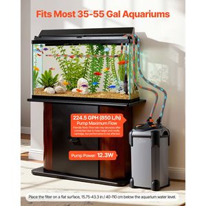 Pompa Potente da 224.5GPH con Filtro a Canister a 3 Stadi, Macchina Esterna per la Pulizia e la Circolazione dell'Acqua dell'Acquario, Confezione Personalizzata - Product Image 2