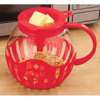Pop-cornière moderne en verre ronde pour micro-ondes avec couvercle en silicone, multifonction et poignée, idéale pour les fêtes et la cuisine