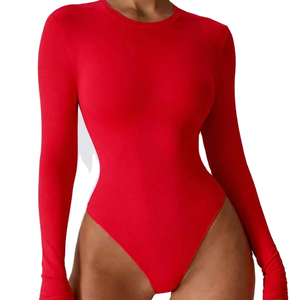 Custom Style & Logo Women <b>Bodysuit</b> Long Sleeve Fitness Were Body Shaper Top Polyester Quick Dry Breathable - Product Image 1