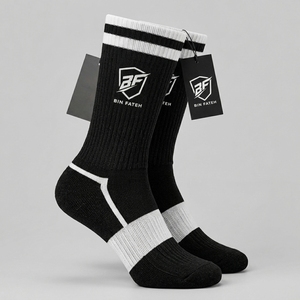 LOW MOQ Free Design <b>Winter</b> Casual Sports <b>Socks</b> Breathable Cuff Logo Custom White Men Knitted Solid Color Athletic <b>Socks</b> - Product Image 6