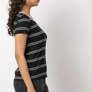 Camisetas de malla de la mejor calidad para mujer, ajustadas, de tela de algodón y spandex, anti-pilling, con logo, casuales, de manga corta - Product Image 5