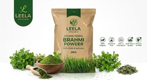 Poudre de Brahmi pure naturelle, poudre d'herbes ayurvédiques pour les soins des cheveux, des soins de la peau, le bien-être et les applications cosmétiques - Product Image 1