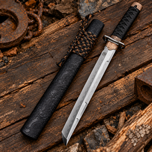 Hand Forged Wakizashi <b>Sword</b> Model Decorative Katana Style Knife with Scabbard Metal Collectible Gift - Product Image 1