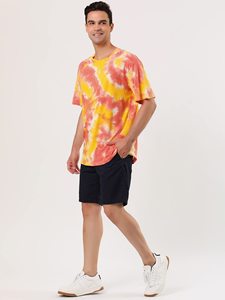 Camiseta de punto tie-dye para hombre, corte ajustado, moderna, lisa, cuello redondo, manga corta, transpirable, cómoda, de tela orgánica. - Product Image 2
