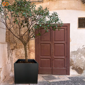 Jardinière carrée en acier noir de 26 pouces, robuste, écologique, style américain, pot de fleurs pour usage intérieur/extérieur, usage commercial et domestique - Product Image 5
