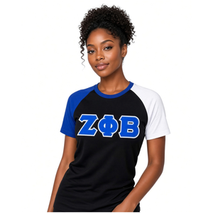 เสื้อยืดแขนยาว Zeta Phi Beta แบบ Color Block ตัดเย็บพิเศษพร้อมตัวอักษรกรีก สีดำ น้ำเงินกรมท่า ขาว แขนเสื้อสีขาว พรีเมียม ระบายอากาศได้ดี สไตล์เสื้อเบสบอล - Product Image 3