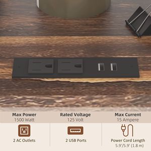 Rustic Brown Industrial Mobile <b>Printer</b> <b>Stand</b> with Storage Wheels USB Charging Ports & Socket Convenient Office Desk - Product Image 4