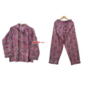 ชุดชุดนอนผ้าฝ้ายพิมพ์ลายดอกไม้สำหรับผู้หญิงและผู้หญิงชุดนอนกลางคืนแบบนุ่มและให้ความอบอุ่นชุดใส่นอนลายดอกไม้แบบอินเดีย - Product Image 1