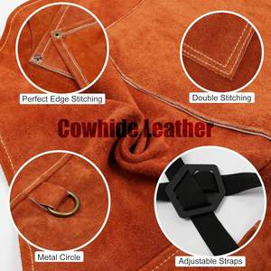 Delantal de Soldadura Térmico sin Mangas de Cuero Vacuno de Primera Calidad, Resistente y Duradero, para Seguridad Industrial, Uso Casual en Restaurantes y Bares - Product Image 5