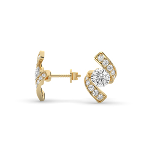 Boucles d'oreilles de luxe en diamant de laboratoire de 1,76 carat, taille ronde, or massif 14 carats, légères, bijoux de mode uniques - Product Image 4