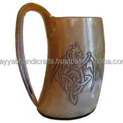 Cuerno Diseño único Hecho a mano Cuerno de búfalo Jarra de cerveza para el hogar Hotel Restaurante DE LA India - Product Image 6