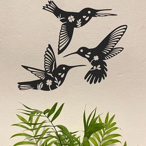 Décoration murale en métal Colibri, découpe laser, motif floral, décoration moderne pour la maison, forme irrégulière, pièce unique faite à la main - Product Image 1