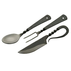 Ensemble de couteaux de cuisine Burraq DIY OEM personnalisés faits à la main, style antique médiéval, en acier à haute teneur en carbone, cuillère, fourchette, couteau - Forgés à la main, cadeau pour chef - Product Image 4