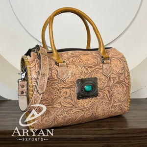Bolso de Hombro de Lujo de Cuero Genuino Grabado a Mano para Mujer, Estilo Personalizado, Diseño Exclusivo, Bolso de Viaje Tipo Duffle, Venta al por Mayor 2026 - Product Image 1