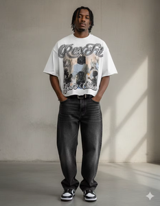 Camisetas de Hombre Oversize de Algodón 100% Pesado con Estampado Gráfico DTG y Serigrafía, Estilo Boxy Cropped, de la Marca Rexfit Sports - Product Image 5