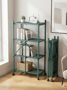 Estantería Metálica Plegable de 4 Niveles con Ruedas, Estantes de Almacenamiento Modernos con Ruedas para Sala de Estar y Oficina en Casa, Ahorro de Espacio - Product Image 4