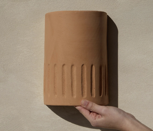 Terracotta <b>Wall</b> <b>Sconce</b> Minimalist Ceramic <b>Light</b> Fixture Handmade Rectangle Shape Indoor Home Decor Living Room Mount - Product Image 1