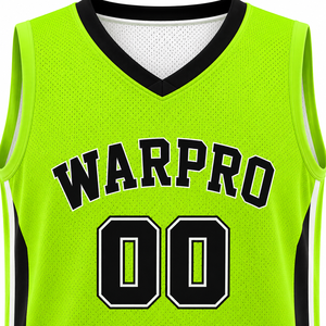 Camiseta de Baloncesto Personalizada WarpPro Verde con Cuello en V, Sin Mangas, de Malla, Unisex, para Adultos, Transpirable, con Nombre del Equipo Sublimado 00 - Product Image 5