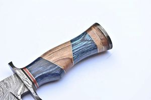 High Quality Tactical Survival <b>Knife</b> with Wood Handle & Damascus Steel Scabbard for Hunting DIY OBM Customizable - Product Image 4
