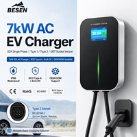 Borne de recharge murale électrique EVSE 7KW, station de recharge domestique pour véhicules électriques AC