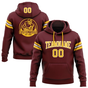Sweat-shirt à capuche de football personnalisé, nouveau design, bordeaux, or et blanc, vente en gros directe - Product Image 1