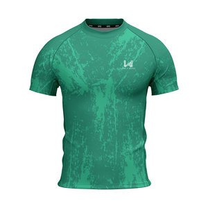 Maillot de sport personnalisé à manches courtes, léger, extensible dans quatre directions, respirant, séchage rapide, antibactérien, écologique, coupe ajustée - Product Image 4