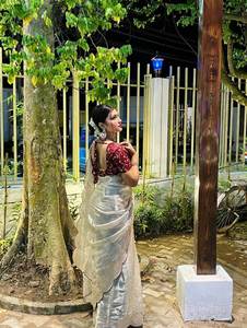 Rich Party Reception Special Gorgeous Color <b>Fancy</b> Cut Border Work Regular Length Beautiful Saree Contrast Blouse Winter Summer - Product Image 3