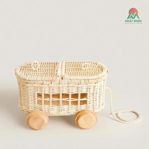 Adorable Elegant Rattan Toy Trolley Natural Rattan Kids Trolley for Nursery Handmade High Quality Rattan Baby Trolley - Product Image 2