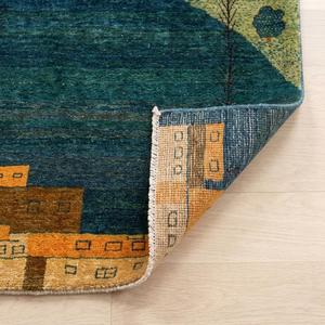Alfombra de Lana Premium Hecha a Mano con Diseño de Paisaje de Pueblo Escénico y Colinas, Alfombra Decorativa Hecha a Mano para Decoración del Hogar - Product Image 6