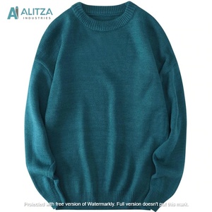 Pull tricoté uni effet deux pièces 100% Coton pour Homme, Col en V ou Col Rond, Automne, Logo frontal, Anti-rétrécissement, Anti-boulochage, Vente en gros - Product Image 4