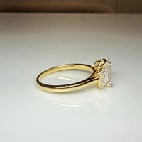 Bague de fiançailles solitaire en or jaune 18 carats avec diamant synthétique de 2,50 carats, couleur F, clarté VS1, taille émeraude, certifiée IGI, CVD, luxe