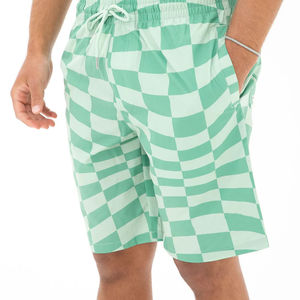 <b>Men</b>’s Premium Green Plaid Swim Shorts Quick Dry Beach <b>Trunks</b> Adjustable Drawstring Waist Lightweight Polyester With Pockets - Product Image 1